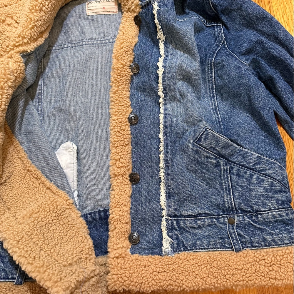 WE THE FREE by FREE PEOPLE Rylee Cozy Denim Moto Jacket size M - Picture 10 of 16